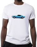 muscle car shirts mens blue 1968 ss396 bumble bee stripe white