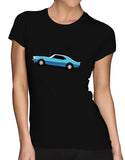 muscle car shirts womens blue 1968 ss396 bumble bee stripe black