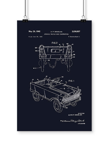 Patent Drawings 1963 Pedal Car Poster