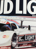 vintage signs automobilia bud light jaguar imsa gtp race car close up