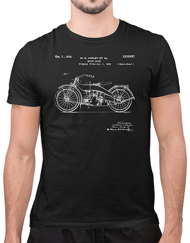 1924 patent vintage motorcycle shirt gifts for car lovers black