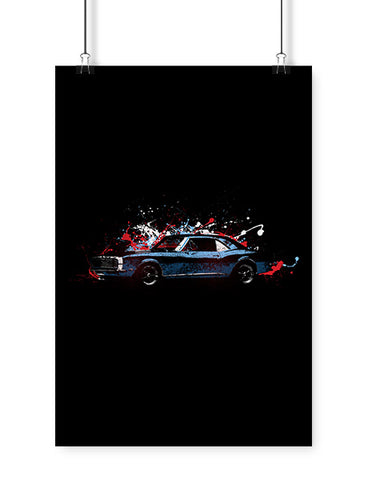 1968 blue ss 396 car art poster