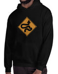 car shirts hoodie winding road sign black