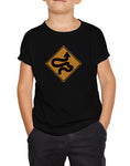 car shirts kids winding road sign black