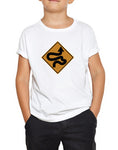 car shirts kids winding road sign white