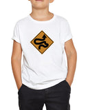 car shirts kids winding road sign white