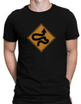 car shirts mens winding road sign black