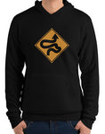 car shirts premium hoodie winding road sign black