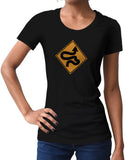 car shirts womens winding road sign black