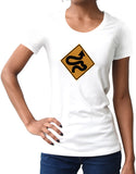 car shirts womens winding road sign white