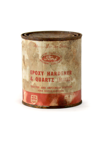 Vintage oil cans ford epoxy hardener and quartz