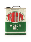 Vintage oil cans triumph motor oil two gallons back