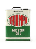 Vintage oil cans triumph motor oil two gallons front