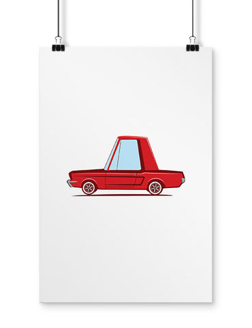 car art 1965 notchback pony car cartoon poster