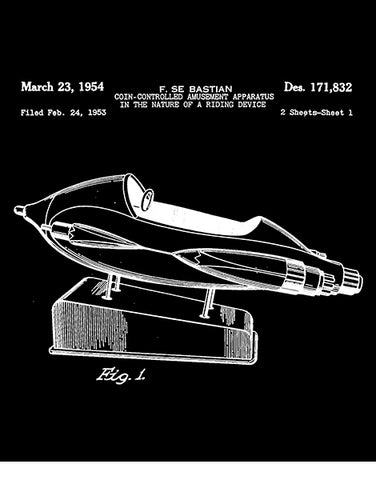 car shirts 1954 coin rocket amusement ride patent t shirts flat