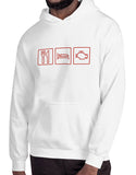 car shirts hoodie eat sleep engine white