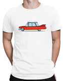 cartoon 1959 caddy car shirts hoodies mens red on white