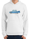 cartoon 1959 caddy car shirts hoodies premium hoodie blue on white