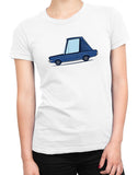 cartoon fastback pony car t shirts hoodies womens blue on white