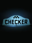 checker cab roof light sign topper man cave decor lit