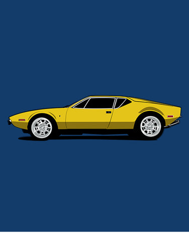 classic car shirts de tomaso pantera t shirt flat blue