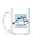 funny coffee mugs 1959 ghost caddy hearse front