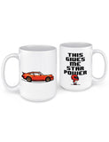 funny coffee mugs 8 bit 911 sports car front back