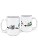 funny coffee mugs 80s 90s classic movie cars front back