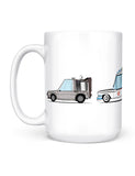 funny coffee mugs 80s 90s classic movie cars front
