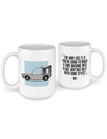 funny coffee mugs doc brown time machine front back