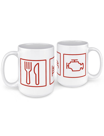 funny coffee mugs eat sleep engine front back