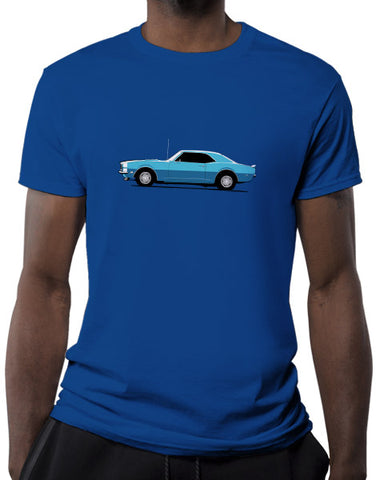 muscle car shirts mens blue 1968 ss396 bumble bee stripe blue
