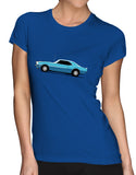 muscle car shirts womens blue 1968 ss396 bumble bee stripe blue