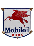 Vintage Signs 1940 Mobiloil Aero Pegasus Porcelain Sign front