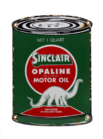 Vintage Signs 1950s Sinclair Opaline Motor Oil Can Porcelain Pump Plate Sign front