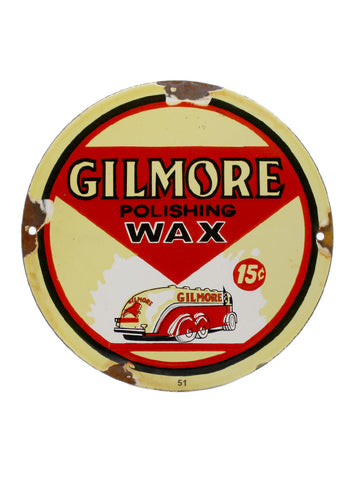 Vintage Signs 1951 Gilmore Polishing Wax 15 Cents Porcelain Sign