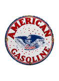 Vintage Signs American Gasoline Eagle Porcelain Gas Station Pump Sign front