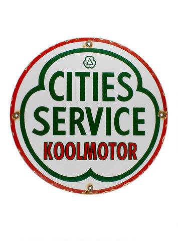 Vintage Signs Cities Service Koolmotor Porcelain Pump Plate Sign