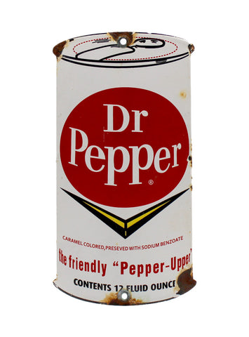 Vintage Signs Dr Pepper The Friendly Pepper Upper Can Porcelain Sign front