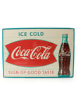 Vintage Signs Ice Cold Coca Cola Sign of Good Taste Fishtail Sign front