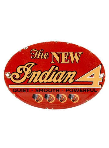 Vintage Signs The New Indian 4 Motorcycle Dealer Porcelain Advertising Sign