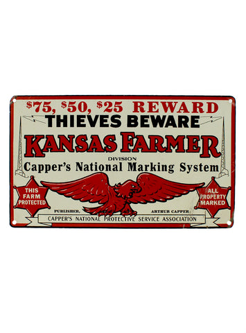 vintage signs thieves beware kansas farmer division cappers national marking system